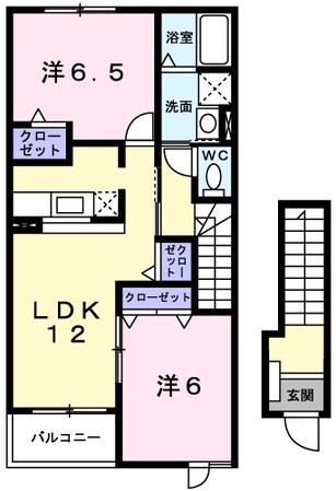 甘地駅 徒歩15分 2階の物件間取画像